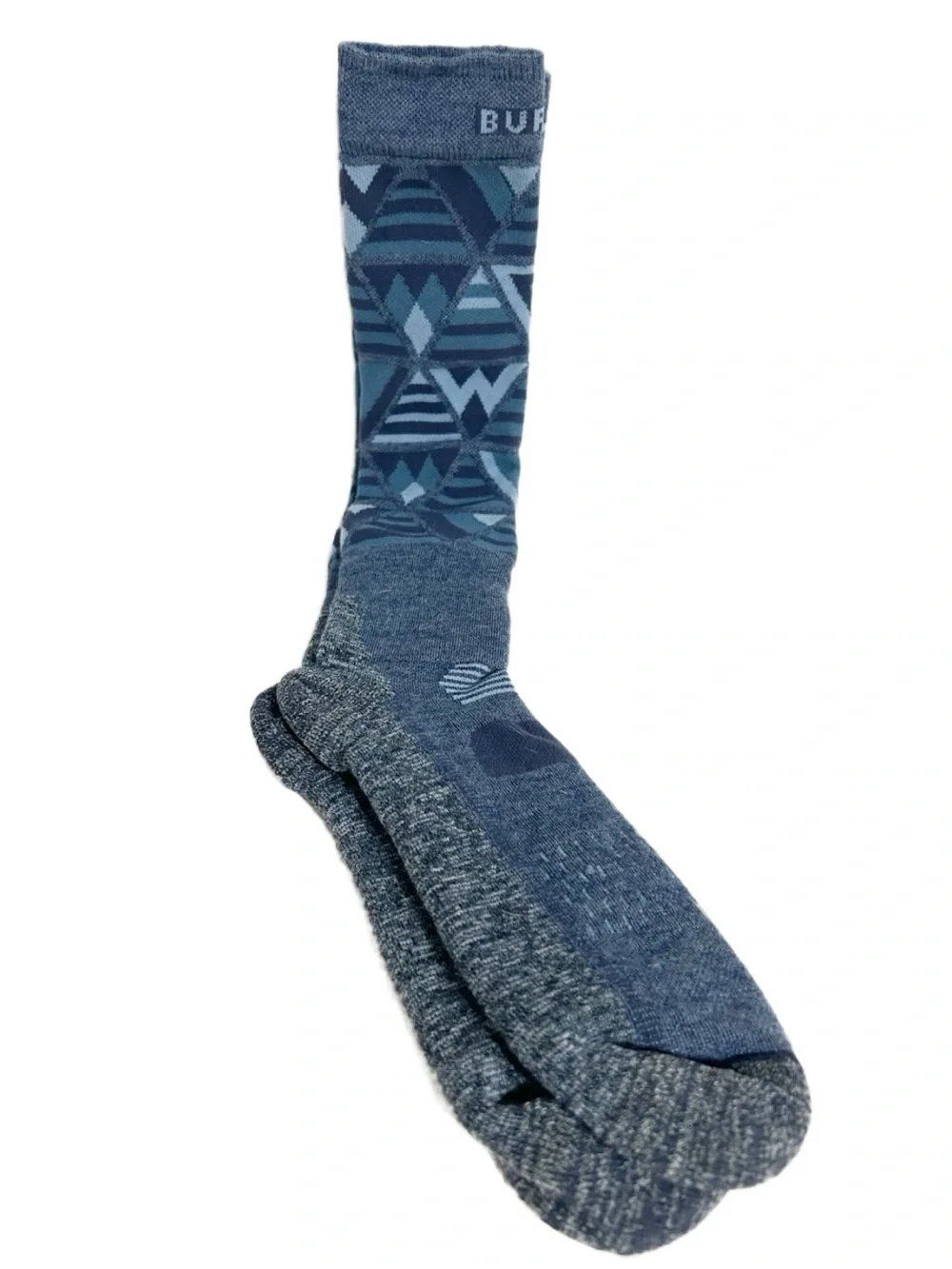 Burton Snowboard Ski Socks Geometric Print Blue Gray Merino Wool Performance